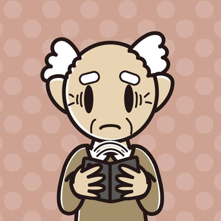 【フリー素材】折りたたみスマホで困るおじいさんのイラスト