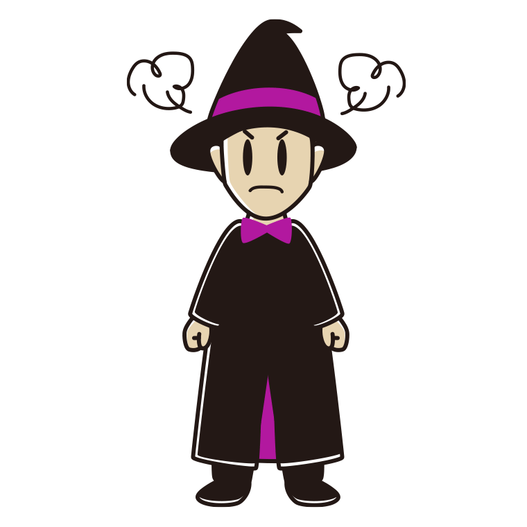 怒るハロウィンのコスプレ姿の男性のイラスト【色あり、背景なし】透過PNG
