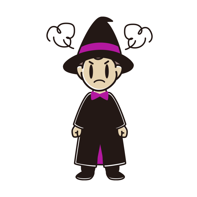 怒るハロウィンのコスプレ姿の男子中学生のイラスト【色あり、背景なし】透過PNG