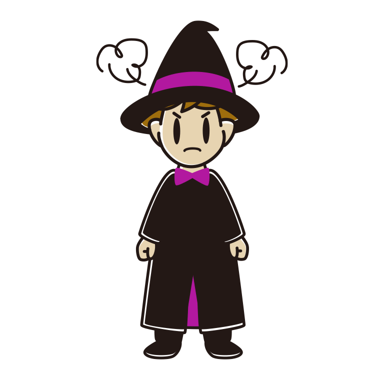 怒るハロウィンのコスプレ姿の男子高校生のイラスト【色あり、背景なし】透過PNG