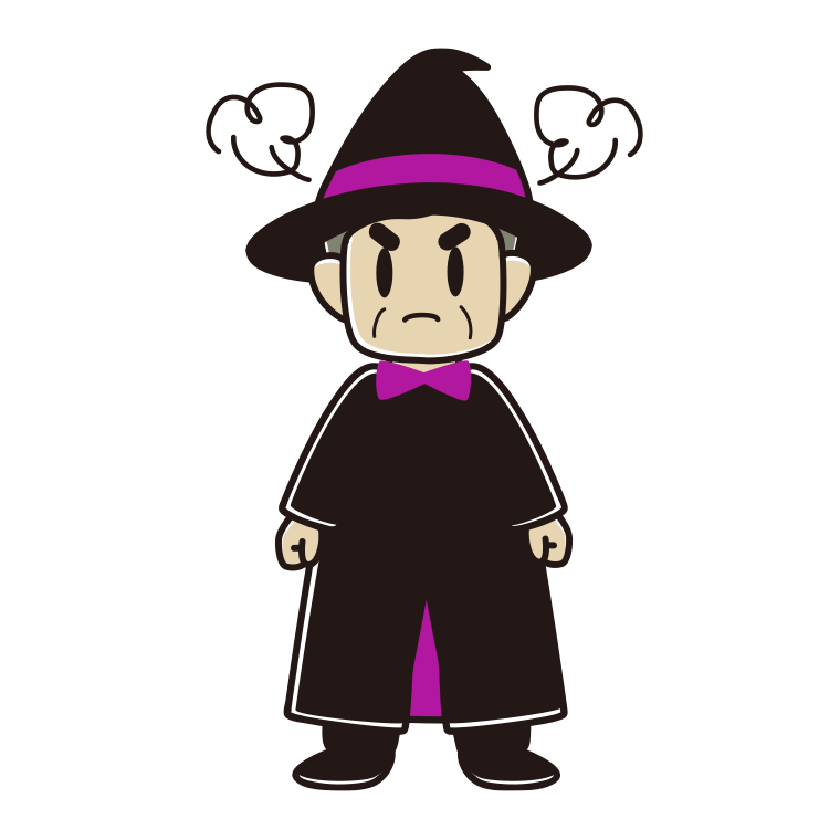 怒るハロウィンのコスプレ姿のおじさんのイラスト【色あり、背景なし】透過PNG