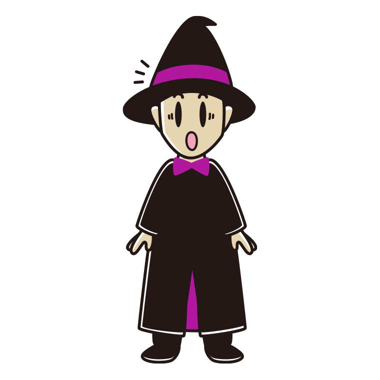 驚くハロウィンのコスプレ姿の男性のイラスト【色あり、背景なし】透過PNG