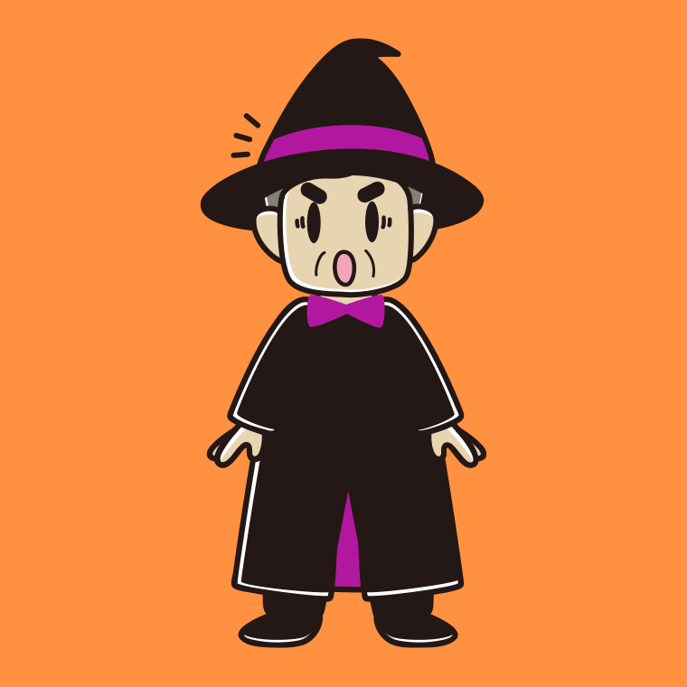 【フリー素材】驚くハロウィンのコスプレ姿のおじさんのイラスト