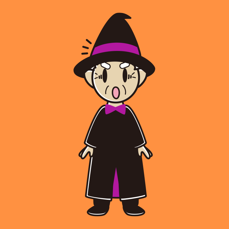 【フリー素材】驚くハロウィンのコスプレ姿のおじいさんのイラスト