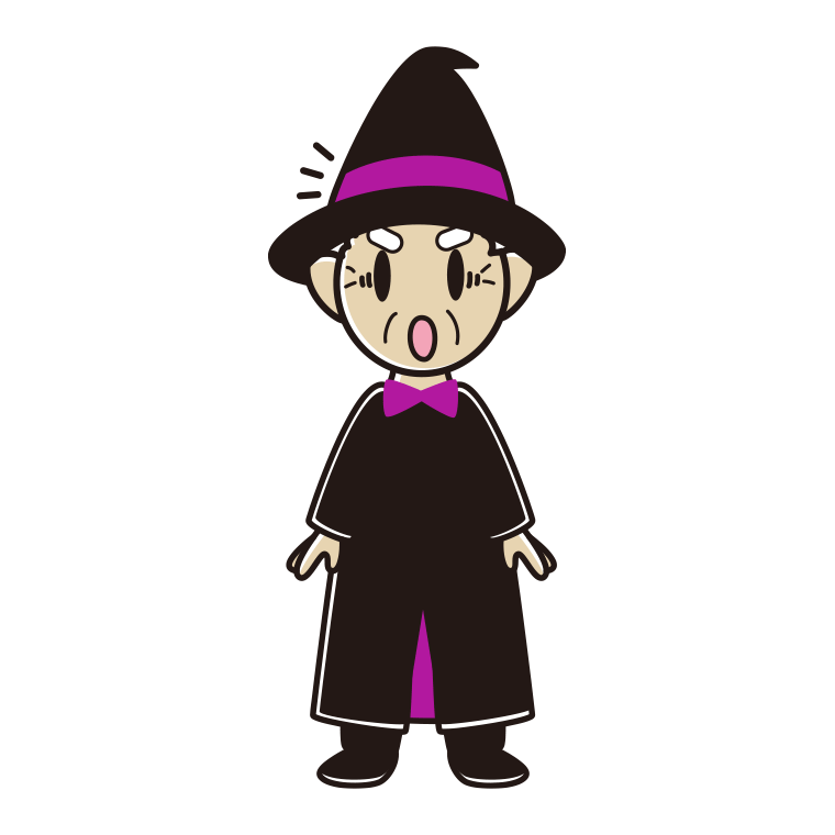 驚くハロウィンのコスプレ姿のおじいさんのイラスト【色あり、背景なし】透過PNG