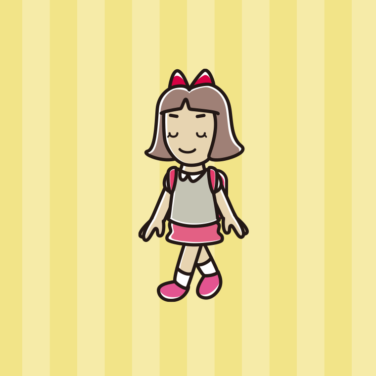 【フリー素材】通学中に目を閉じる小学生女子のイラスト