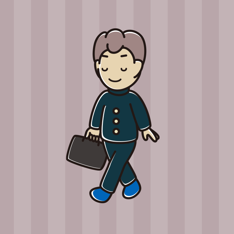 【フリー素材】通学中に目を閉じる男子中学生のイラスト