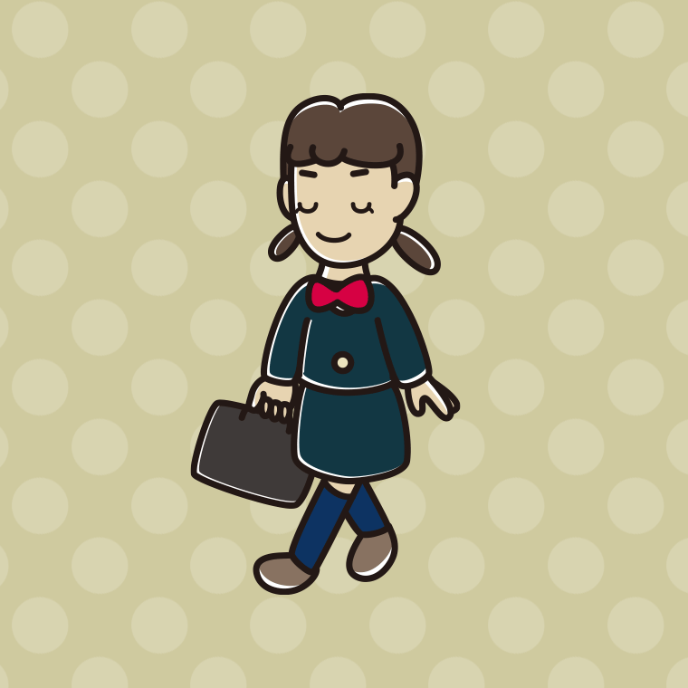 【フリー素材】通学中に目を閉じる女子中学生のイラスト