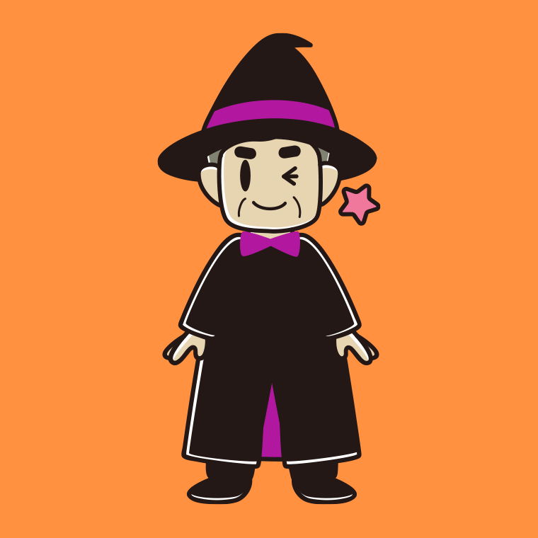 【フリー素材】ウインクするハロウィンのコスプレ姿のおじさんのイラスト