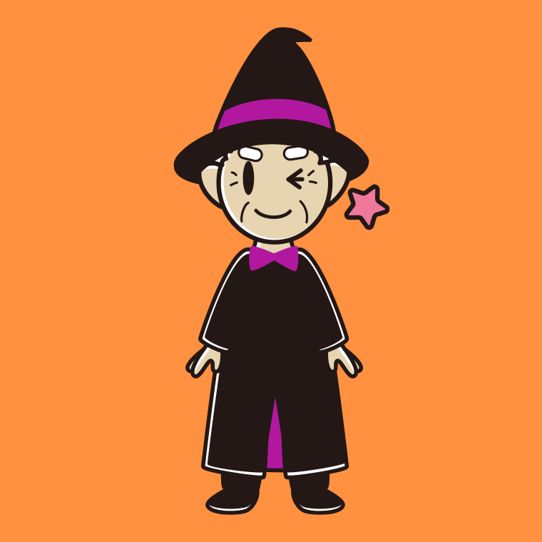 【フリー素材】ウインクするハロウィンのコスプレ姿のおじいさんのイラスト
