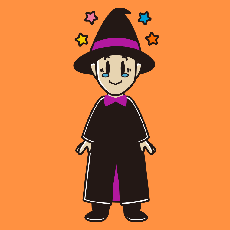 ジーンとするハロウィンのコスプレ姿の男性のイラスト【色、背景あり】PNG