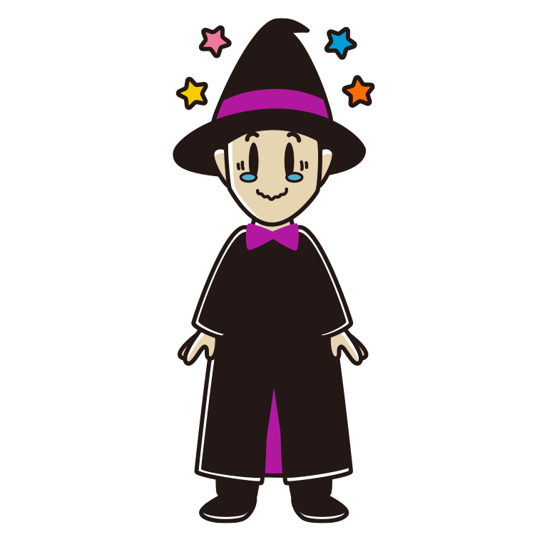 ジーンとするハロウィンのコスプレ姿の男性のイラスト【色あり、背景なし】透過PNG