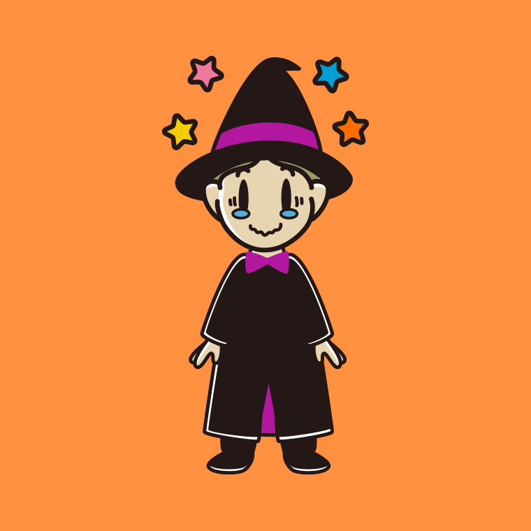 【フリー素材】ジーンとするハロウィンのコスプレ姿の小学生男子のイラスト