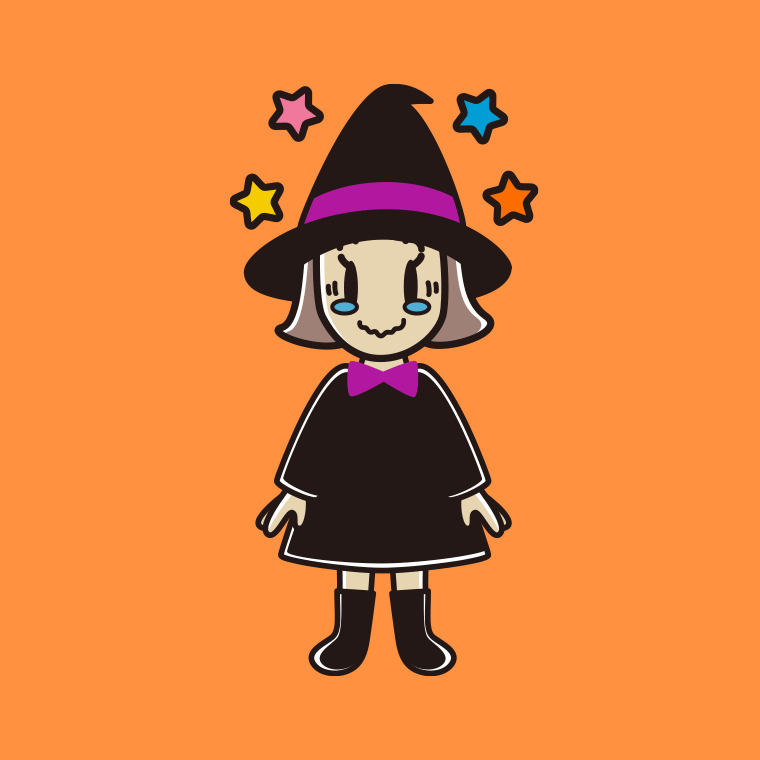 【フリー素材】ジーンとするハロウィンのコスプレ姿の小学生女子のイラスト