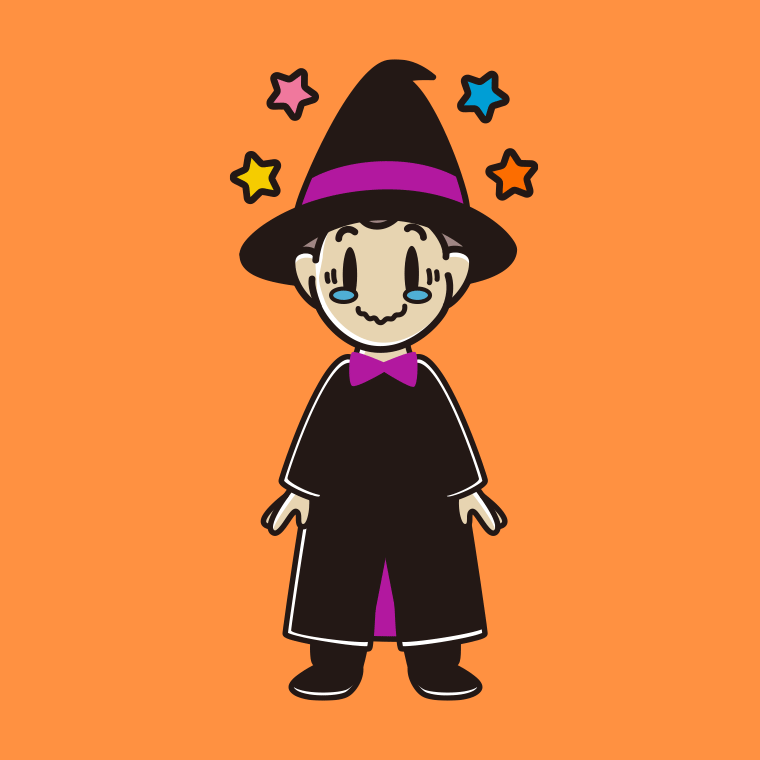 【フリー素材】ジーンとするハロウィンのコスプレ姿の男子中学生のイラスト