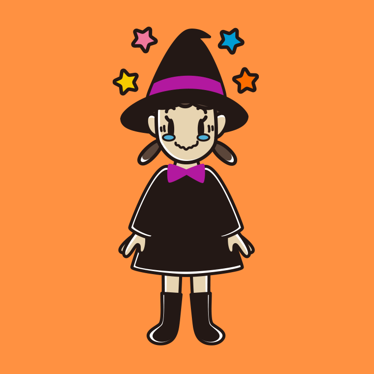 【フリー素材】ジーンとするハロウィンのコスプレ姿の女子中学生のイラスト