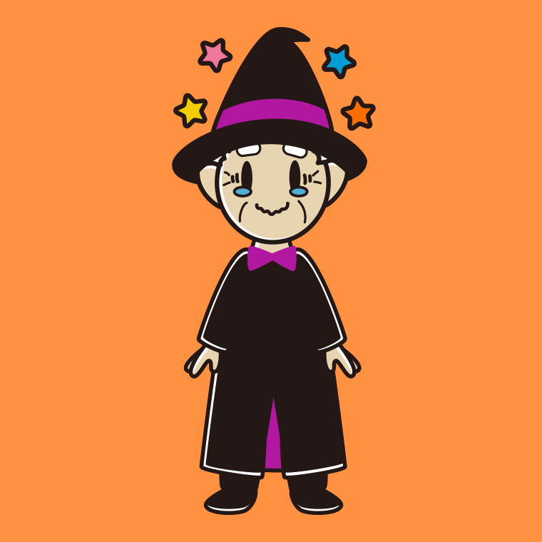【フリー素材】ジーンとするハロウィンのコスプレ姿のおじいさんのイラスト