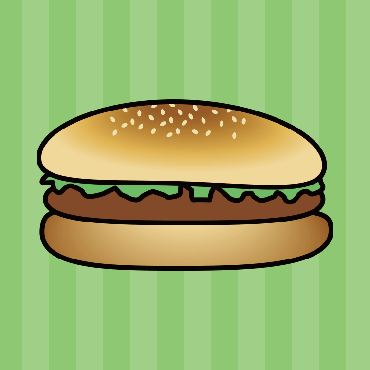 ハンバーガーのイラスト01【色、背景あり】PNG