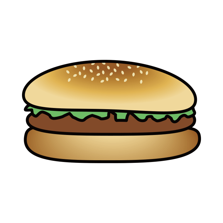 ハンバーガーのイラスト01【色あり、背景なし】透過PNG