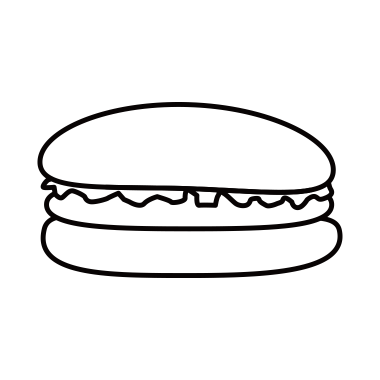 ハンバーガーのイラスト01【線のみ】透過PNG