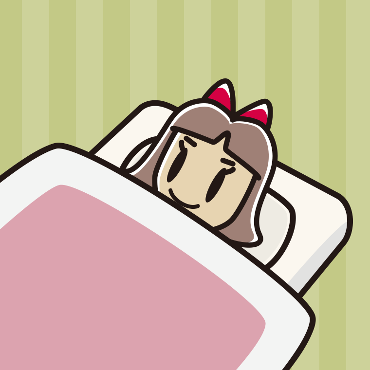 布団で寝る小学生男子のイラスト【色、背景あり】PNG