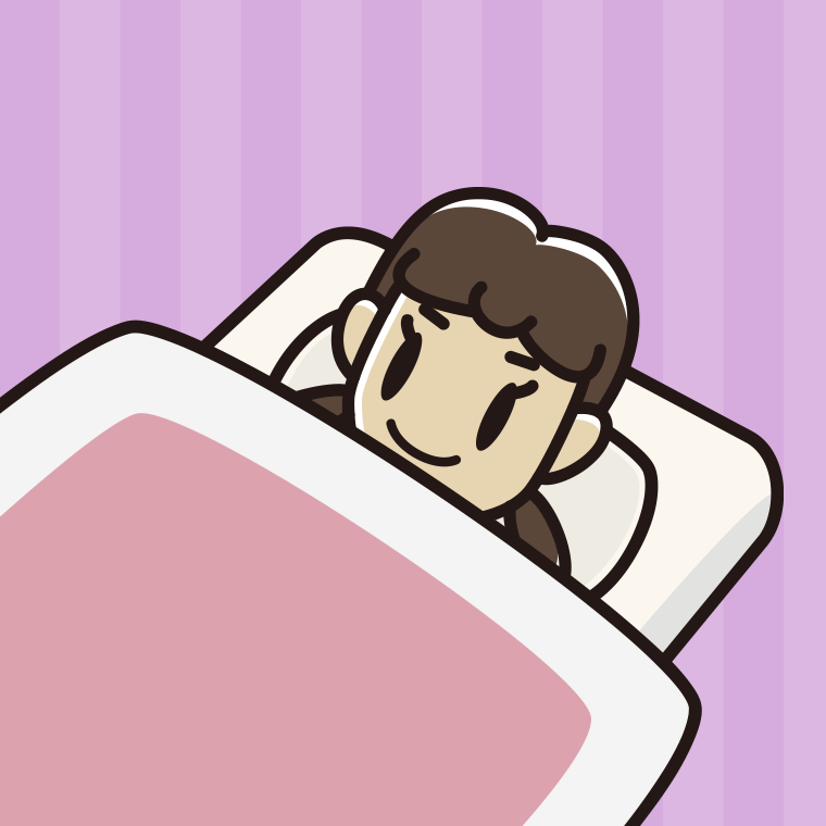 布団で寝る女子中学生のイラスト【色、背景あり】PNG