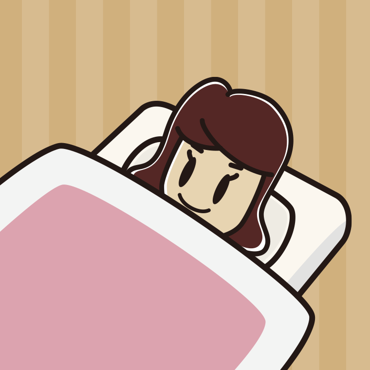 布団で寝る女子高校生のイラスト【色、背景あり】PNG
