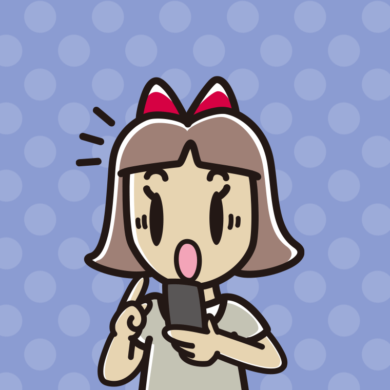 スマホ使用中に驚く小学生女子のイラスト【色、背景あり】PNG