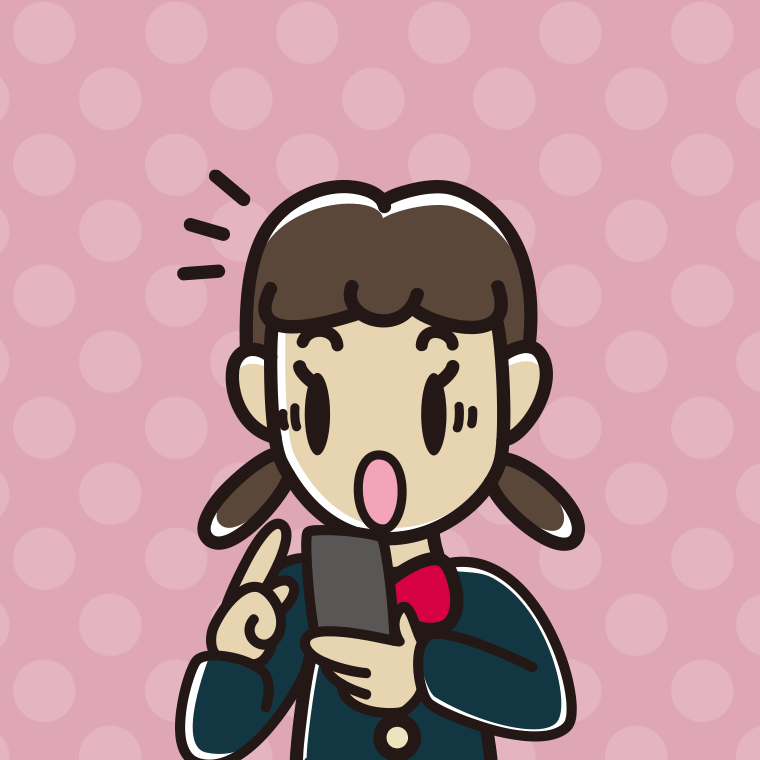 スマホ使用中に驚く女子中学生のイラスト【色、背景あり】PNG