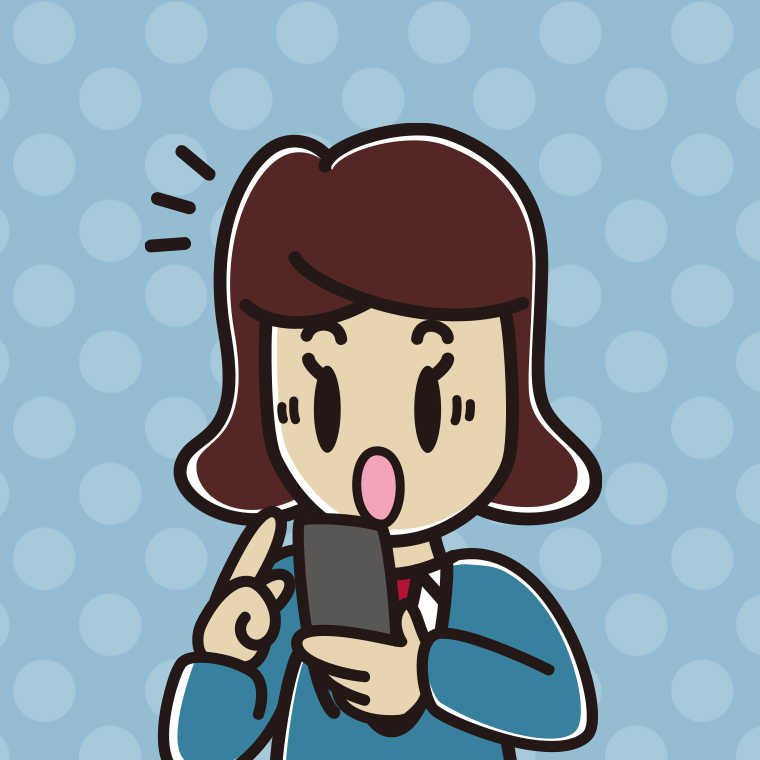 スマホ使用中に驚く女子高校生のイラスト【色、背景あり】PNG