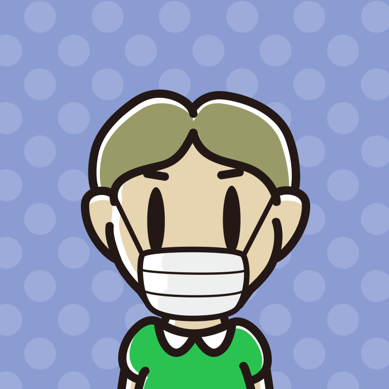 マスクをする小学生男子のイラスト（バストアップ）【色、背景あり】PNG