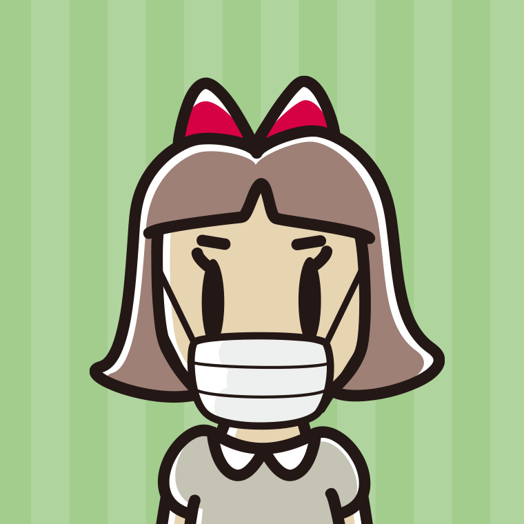 マスクをする小学生女子のイラスト（バストアップ）【色、背景あり】PNG