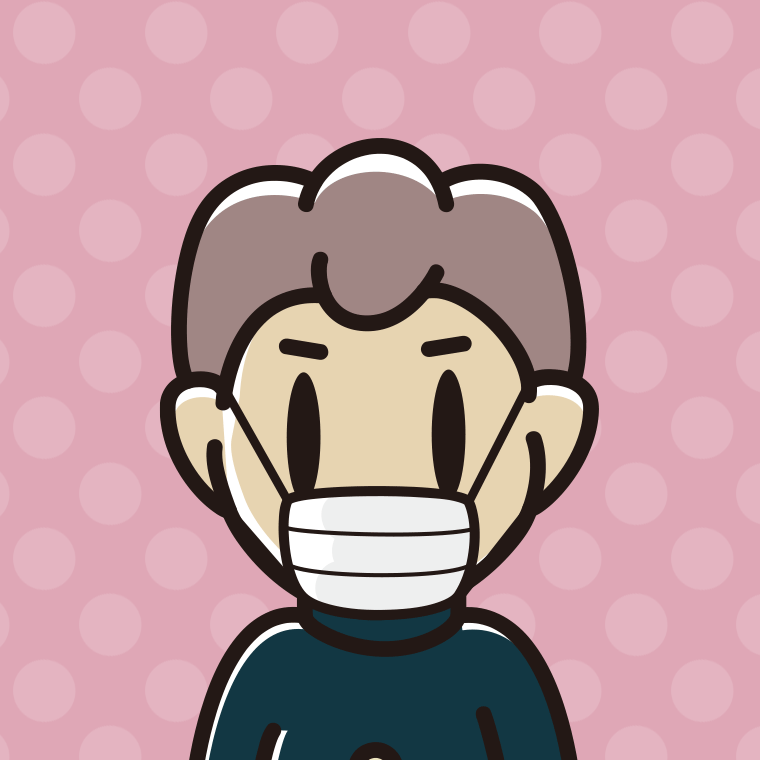 マスクをする男子中学生のイラスト（バストアップ）【色、背景あり】PNG