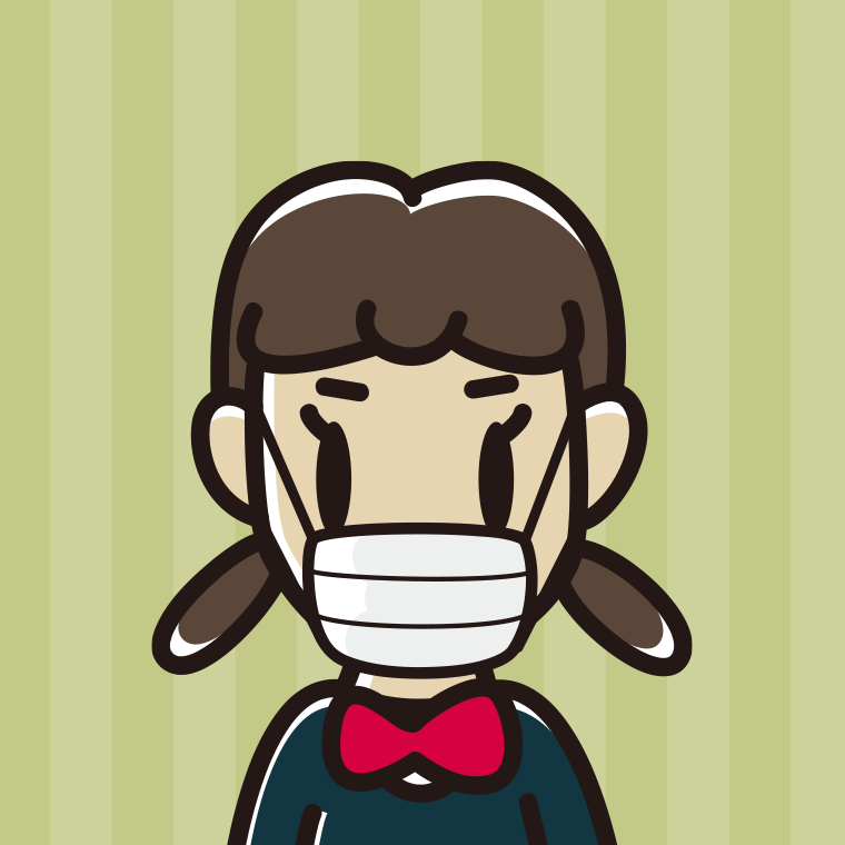 マスクをする女子中学生のイラスト（バストアップ）【色、背景あり】PNG