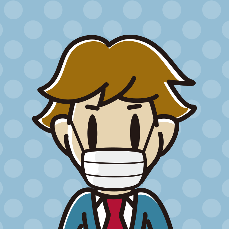 マスクをする男子高校生のイラスト（バストアップ）【色、背景あり】PNG