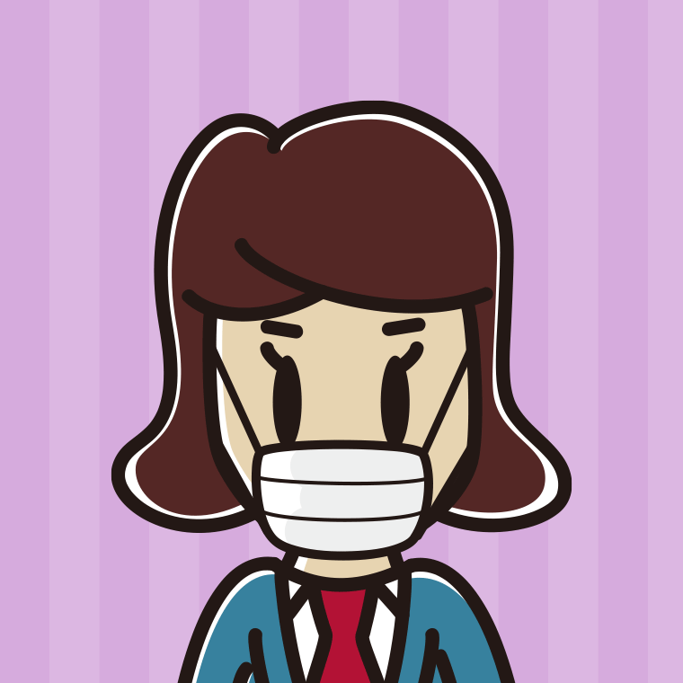 マスクをする女子高校生のイラスト（バストアップ）【色、背景あり】PNG