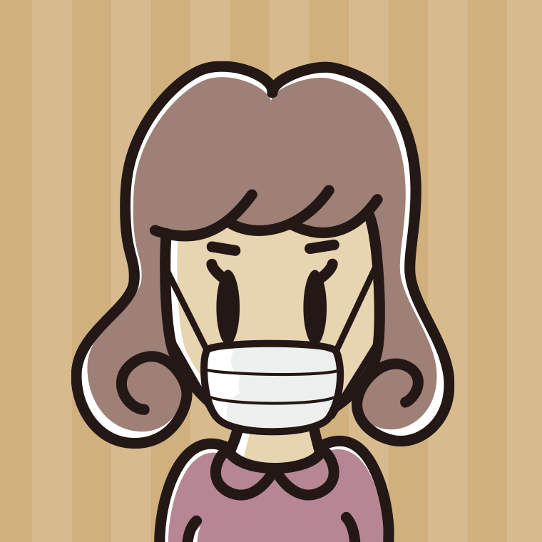 マスクをする女子大学生のイラスト（バストアップ）【色、背景あり】PNG
