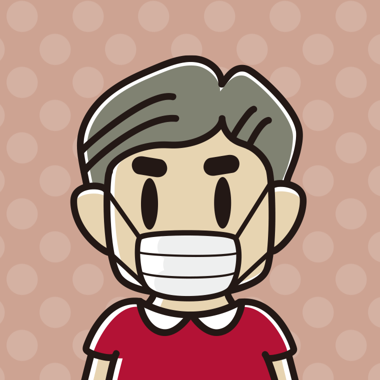 マスクをするおじさんのイラスト（バストアップ）【色、背景あり】PNG