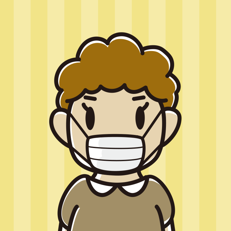 マスクをするおばさんのイラスト（バストアップ）【色、背景あり】PNG