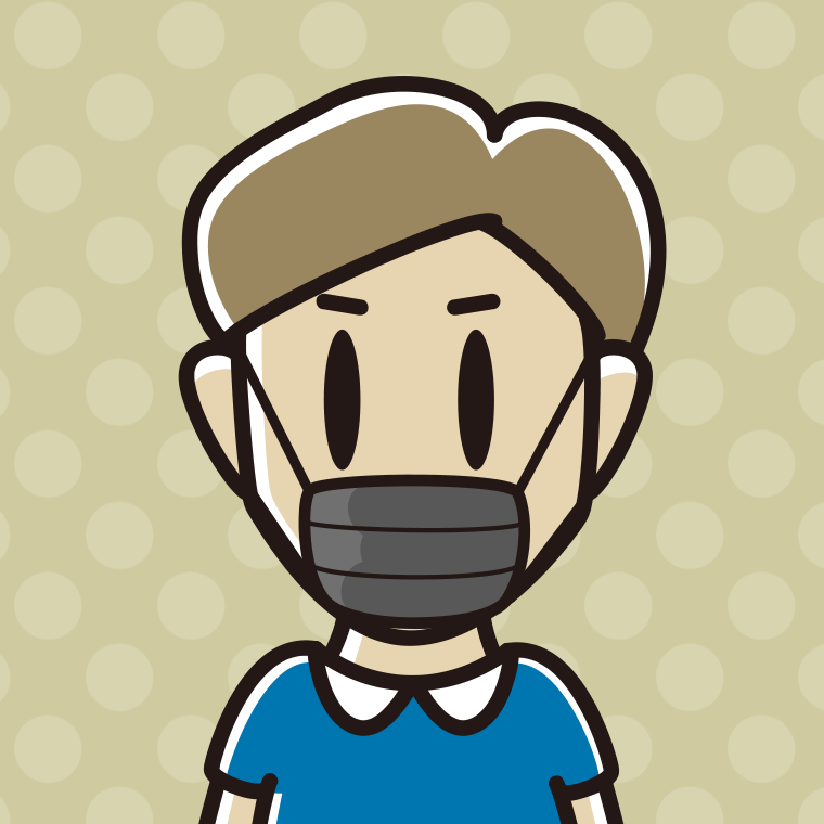 黒マスクをする男性のイラスト【色、背景あり】PNG