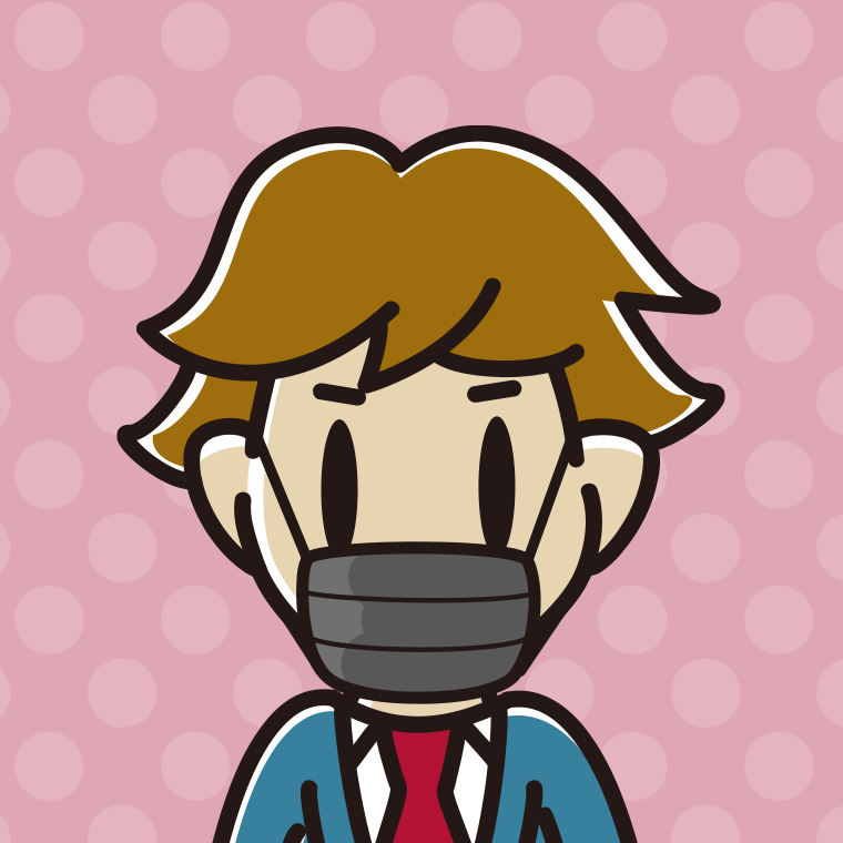 黒マスクをする男子高校生のイラスト【色、背景あり】PNG