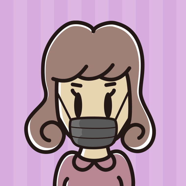 黒マスクをする女子大学生のイラスト【色、背景あり】PNG