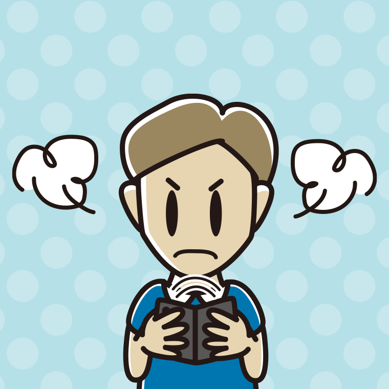 折りたたみスマホで怒る男性のイラスト【色、背景あり】PNG