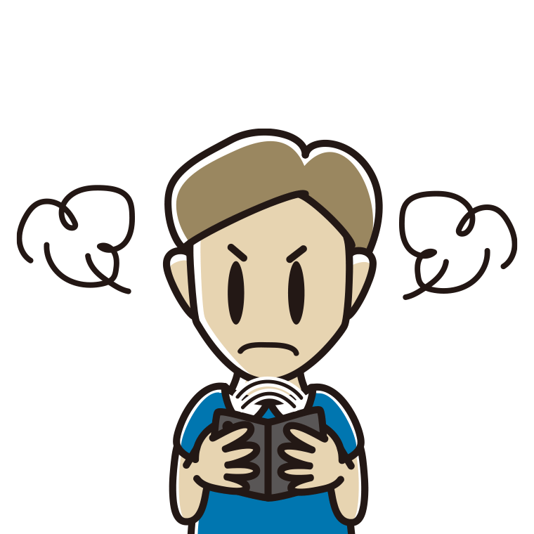 折りたたみスマホで怒る男性のイラスト【色あり、背景なし】透過PNG