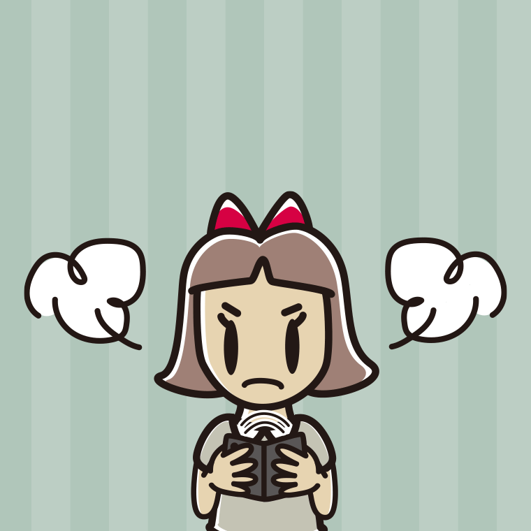 折りたたみスマホで怒る小学生女子のイラスト【色、背景あり】PNG