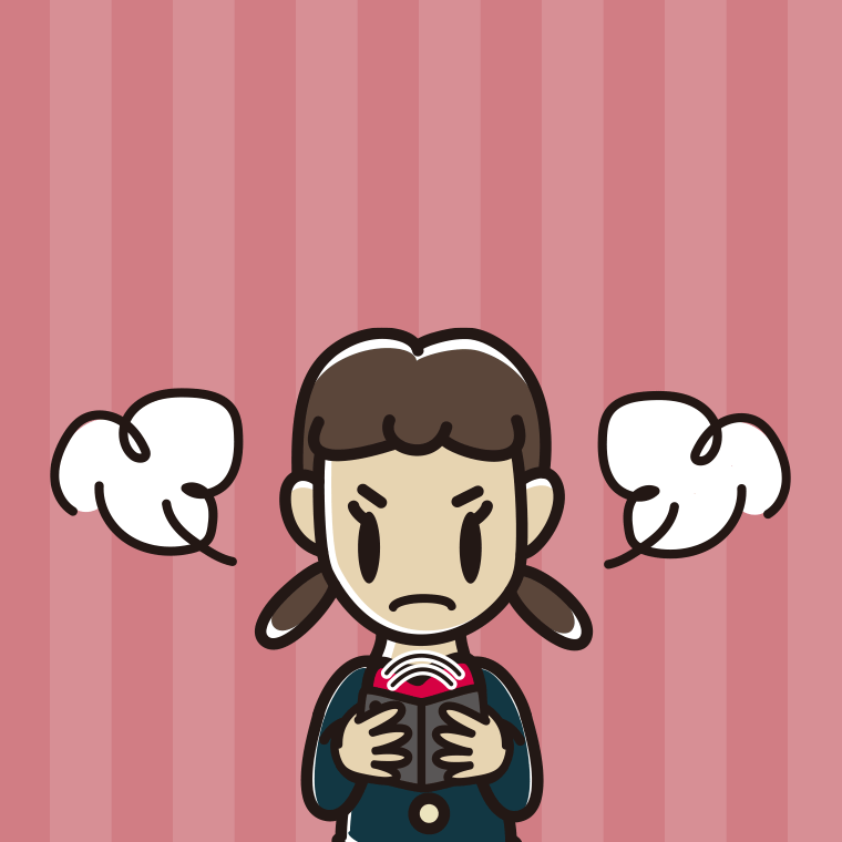 折りたたみスマホで怒る女子中学生のイラスト【色、背景あり】PNG