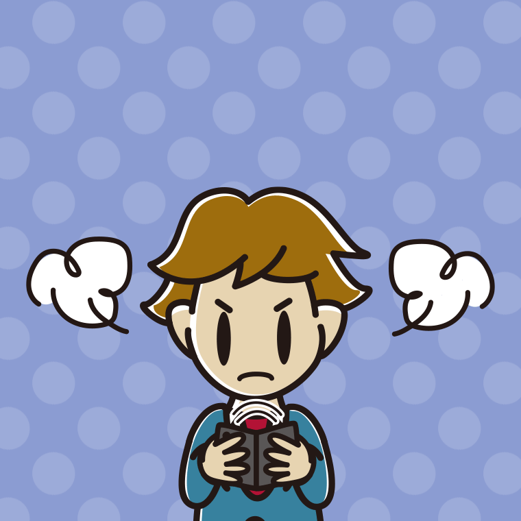 折りたたみスマホで怒る男子高校生のイラスト【色、背景あり】PNG