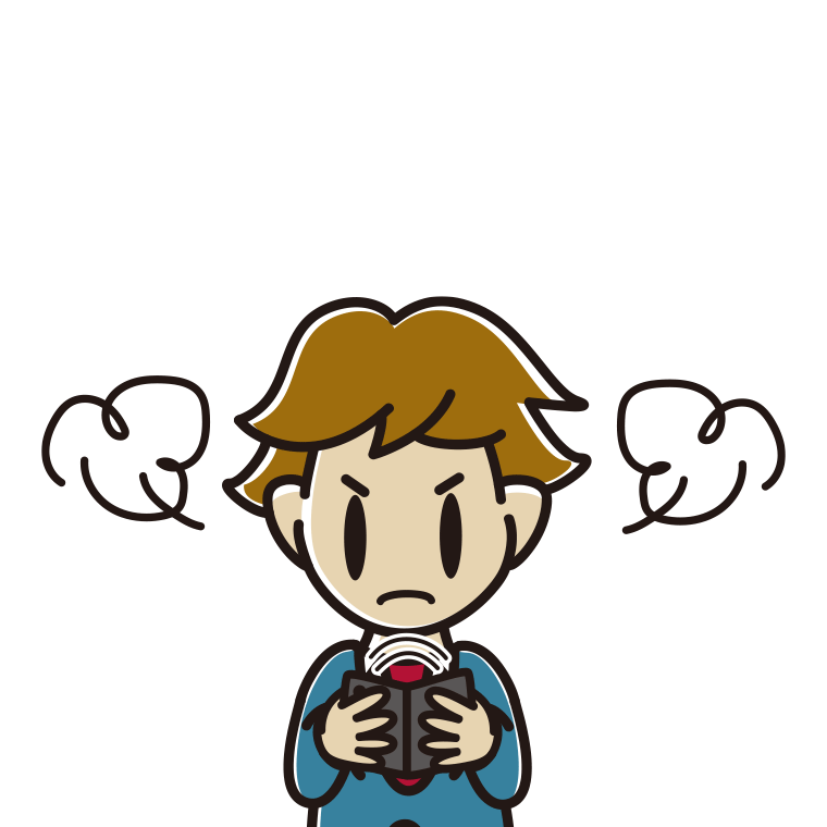 折りたたみスマホで怒る男子高校生のイラスト【色あり、背景なし】透過PNG