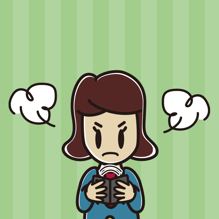 折りたたみスマホで怒る女子高校生のイラスト【色、背景あり】PNG