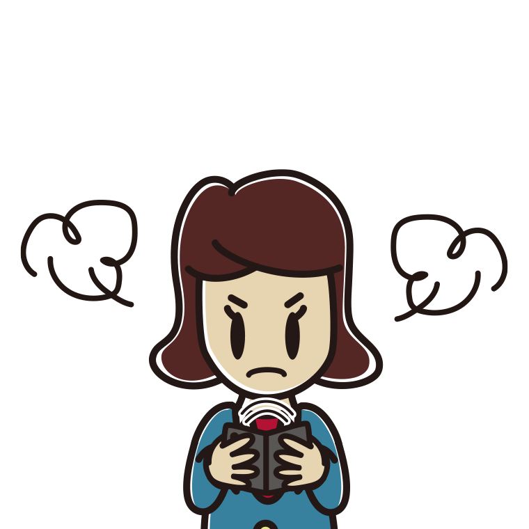 折りたたみスマホで怒る女子高校生のイラスト【色あり、背景なし】透過PNG